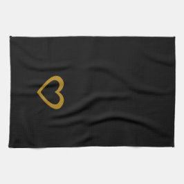 Cooles Schwarz Sweet Gold Herzhandtuch Küchentuch