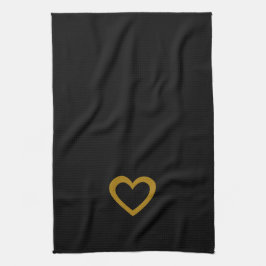 Cooles Schwarz Sweet Gold Herzhandtuch Küchentuch