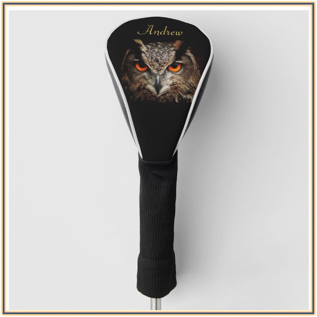 Cooles Schwarz und Gold Fierce Owl Golf Headcover (Bookmark my store! https://www.zazzle.com/store/capricepetit)
