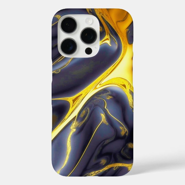 Cooles, schwarz-vergoldetes Marmoröl texturiert iPhone 16 Pro Hülle (Rückseite)