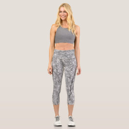 Cooles Schwarz-Weiß-Baum Barkegel Naturmuster Capri Leggings