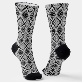 Cooles Schwarz-Weiß-Diamant-Rechteckmuster Socken