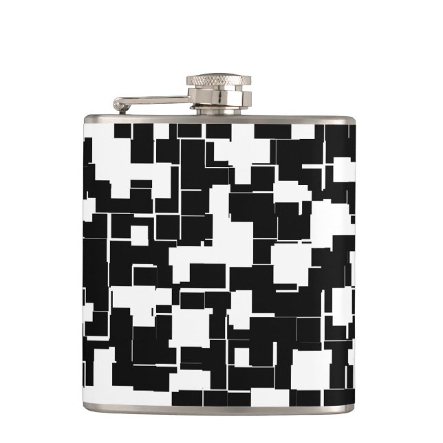 Cooles Schwarz-Weiß-Modern-Design Flachmann (Vorderseite)