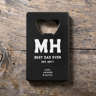 Cooles Schwarz-Weiß-Modernes Monogramm Bester Vate Geldbeutel Flaschenöffner
