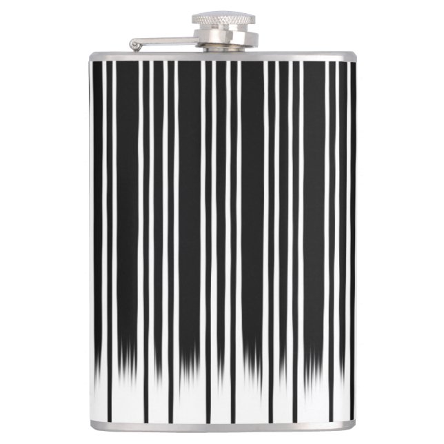 Cooles Schwarz-Weiß-Streifenmuster Flachmann (Vorderseite)