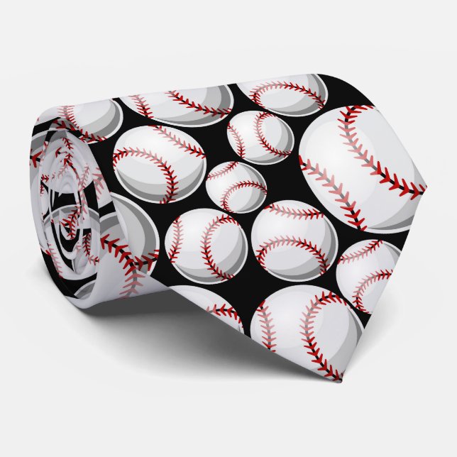 cooles Schwarz-weißes Baseball-Sportmuster Krawatte (Gerollt)