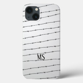 Cooles schwarz-weißes Stacheldraht Monogram Case-Mate iPhone Hülle