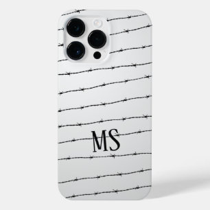 Cooles schwarz-weißes Stacheldraht Monogram iPhone 14 Pro Max Hülle