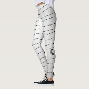 Cooles schwarz-weißes Stacheldraht Monogram Leggings