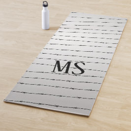 Cooles schwarz-weißes Stacheldraht Monogram Yogamatte