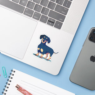 Cooles schwarzes Dachshund-Hund-Design Aufkleber