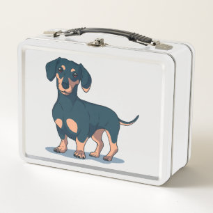 Cooles schwarzes Dachshund-Hund-Design Metall Brotdose