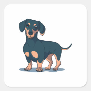Cooles schwarzes Dachshund-Hund-Design Quadratischer Aufkleber