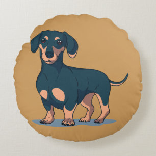Cooles schwarzes Dachshund-Hund-Design Rundes Kissen
