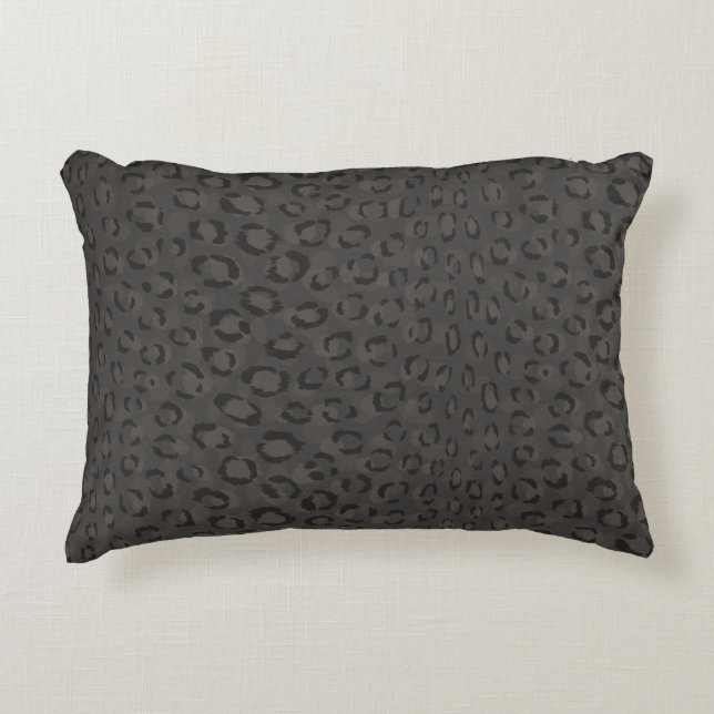 Cooles schwarzes graues Cheetahdruckmonogramm Dekokissen (Vorderseite)