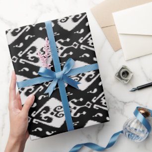 Cooles Schwarzweiss-ikat Stammes- Muster Geschenkpapier