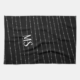 Cooles Schwarzweiß-Stacheldraht Monogram Geschirrtuch
