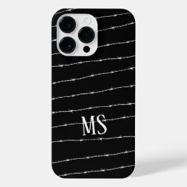 Cooles Schwarzweiß-Stacheldraht Monogram iPhone 14 Pro Max Hülle