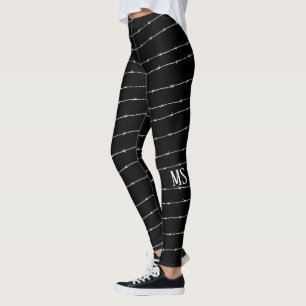 Cooles Schwarzweiß-Stacheldraht Monogram Leggings