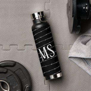Cooles Schwarzweiß-Stacheldraht Monogram Trinkflasche