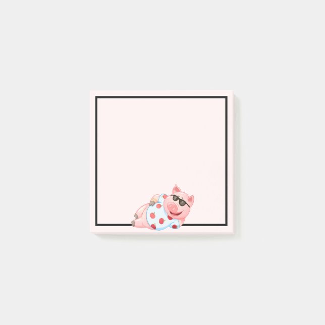 Cooles Schwein in Sonnenbrillen Nachhinweise Post-it Klebezettel (Vorderseite)