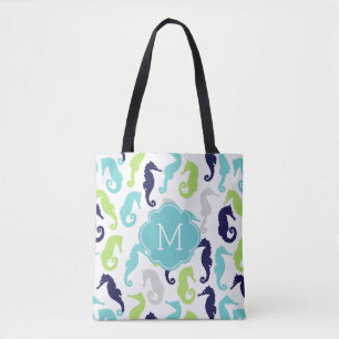 Cooles Seepferdmuster Mit Monogramm Tasche