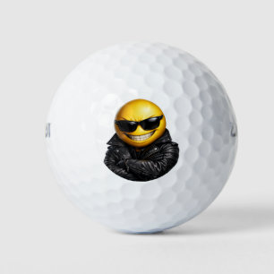 Cooles Selbstbewusstes Emoji-Lederjacke Golfball