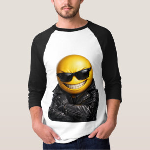 Cooles Selbstbewusstes Emoji Lederjacke T-Shirt