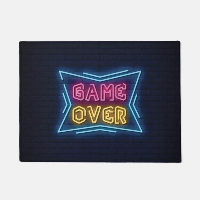 Cooles simuliertes Neon-GAME-OVER-Schild Fußmatte (Vorderseite)
