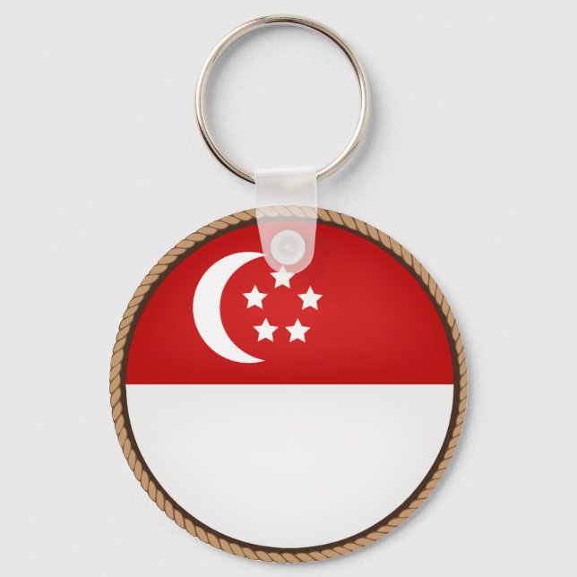 Cooles Singapur-Flaggen-Siegel Schlüsselanhänger (Vorderseite)