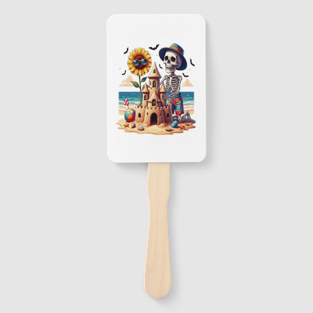 Cooles Skelett am Strand Fächer (Vorderseite)