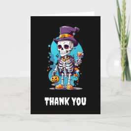 Cooles Skelett in einem Top Hat Halloween Dankeskarte