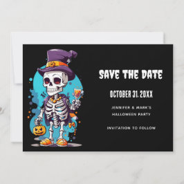Cooles Skelett in einem Top Hat Halloween Save The Date