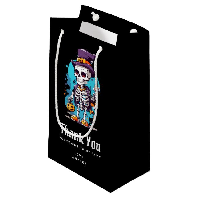 Cooles Skelett in einem Top Hat Halloween Vielen D Kleine Geschenktüte (Vorderseite Schrägansicht)