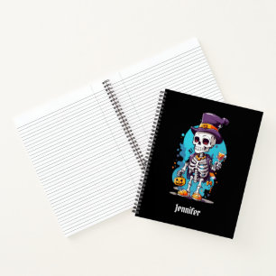 Cooles Skelett in einem Zylinder Halloween Notizbuch