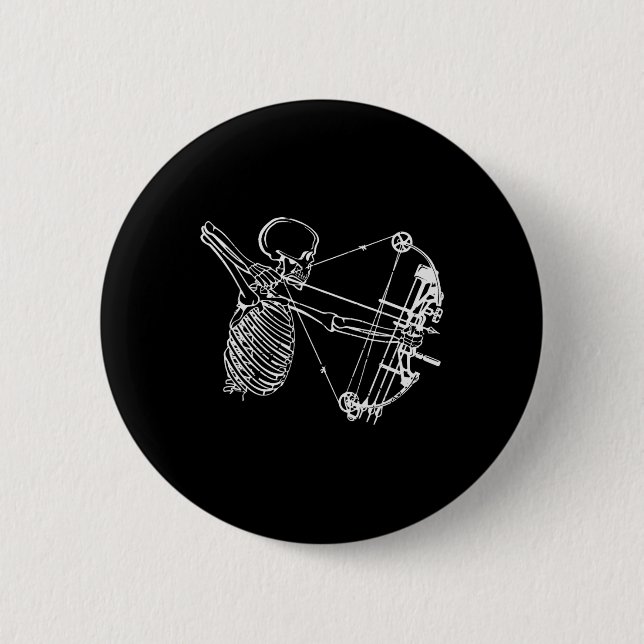 Cooles Skelett mit Bogenschießen Button (Vorderseite)