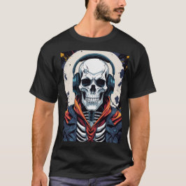 Cooles Skelett mit Kopfhörern - Music Lover T-Shirt