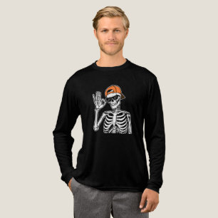 Cooles Skelett mit Orange Cap   Angesagt-Hop Hallo Tri-Blend Shirt