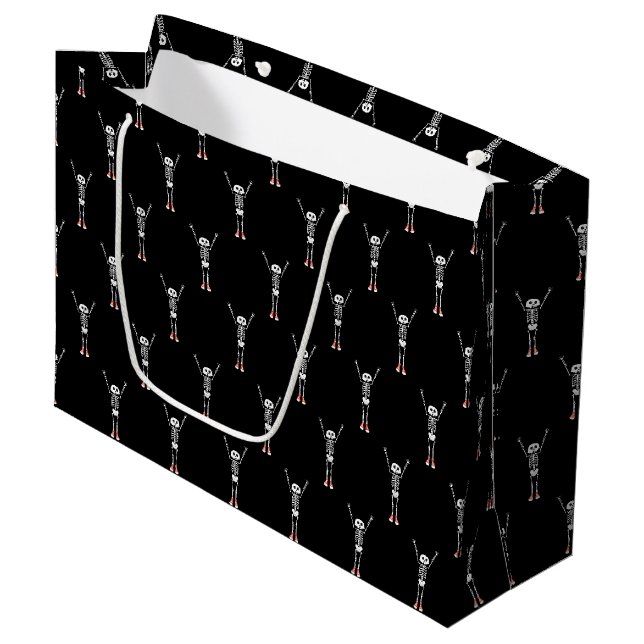 Cooles Skelettdesign Halloween Große Geschenktüte (Vorderseite Schrägansicht)