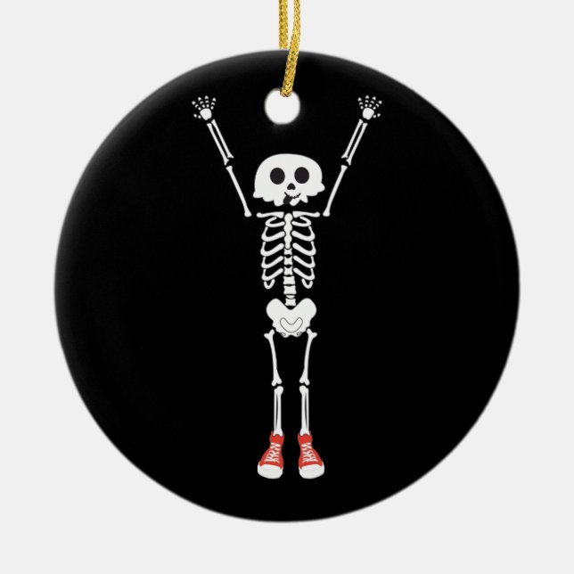 Cooles Skelettdesign Halloween Keramik Ornament (Vorne)