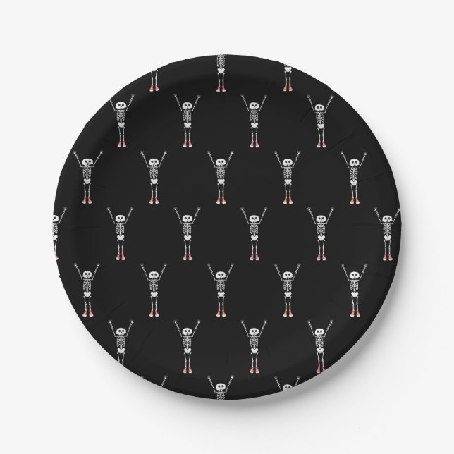 Cooles Skelettmuster Pappteller (Vorderseite)
