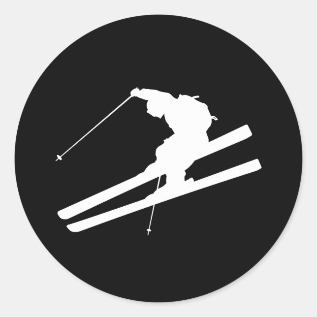 Cooles Skifahren Runder Aufkleber (Vorderseite)
