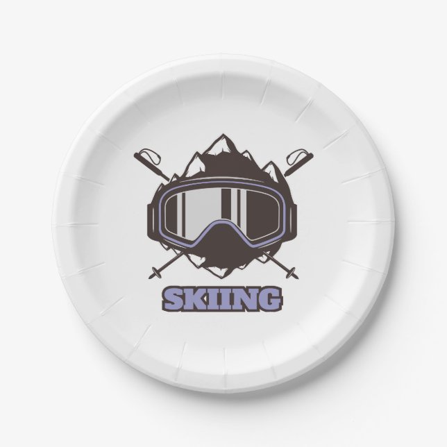 Cooles Skihelm Pappteller (Vorderseite)