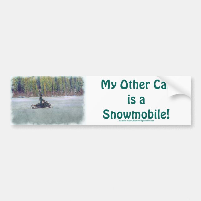 Cooles Snowmobiler am Eissee Wintersportthema Autoaufkleber (Vorne)