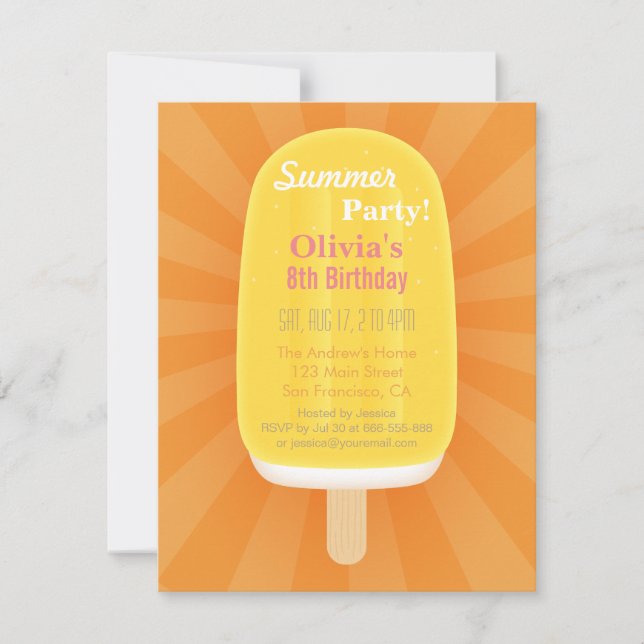 Cooles Sommer-Lutschbonbonpopsicle-Eiscreme-Party Einladung (Vorderseite)