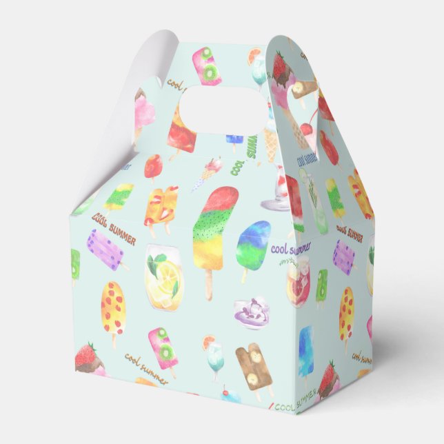 cooles Sommereis, Popice und kaltes Getränk Geschenkschachtel (Vorderseite)
