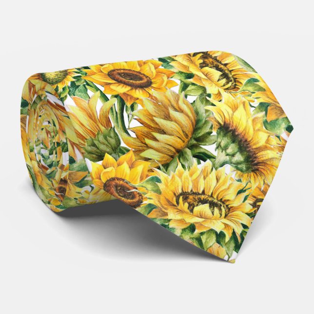 cooles Sonnenblumenmuster Krawatte (Gerollt)