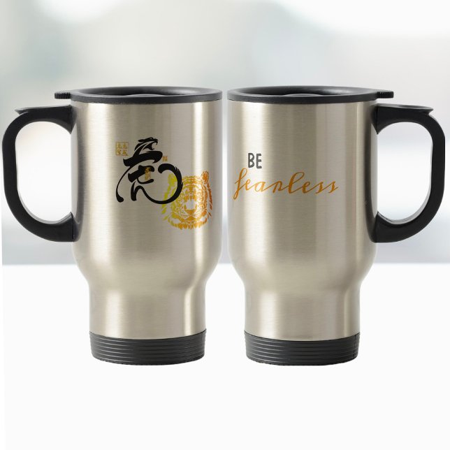 Cooles Sprichwort Furchtloses Tiger Kunstangebot I Reisebecher (Von Creator hochgeladen)