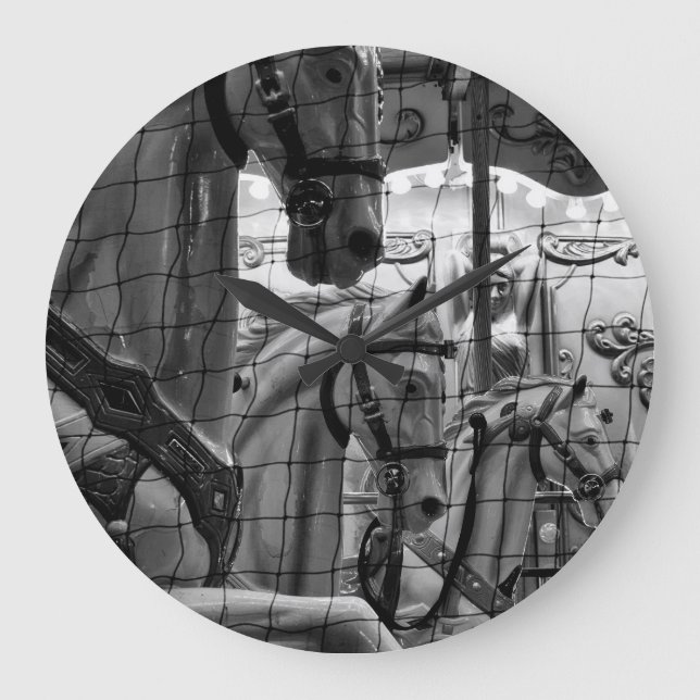 Cooles, städtisches, modernes Foto der Pferde des Große Wanduhr (Vorderseite)
