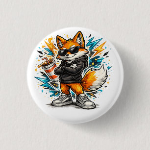 Cooles Street-Fuchs-T-Shirt   Urbaner Graffiti-Fuc Button